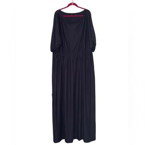 KOH KOH deep purple floor length boatneck elbow length sleeve gown